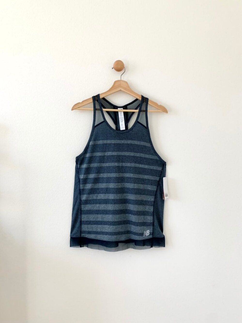 New Balance Blue Stripe Q Speed Jacquard Athletic Tank Top US Medium